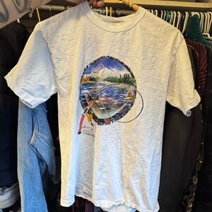 White Fishing Graphic T-Shirt